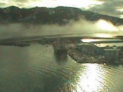 Vilhelm Þorsteinsson EA-11 við bryggju í Neskaupstað í dag.