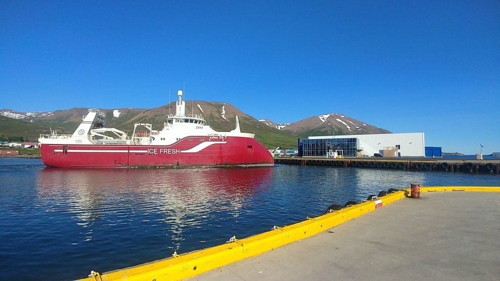 Björg EA landar á Dalvík.