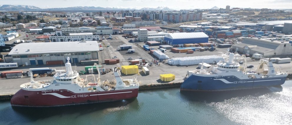 Björgúlfur og og Kaldbakur lönduðu fullfermi 1. maí 2023 í Hafnarfirði/ myndiir samherji.is