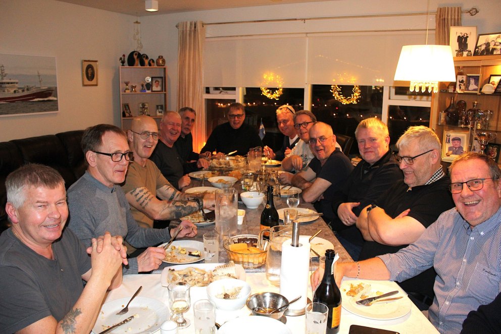 Öflugur hópur í hátíðarkvöldverði:  Frá vinstri: Kristinn Pálsson, Einar Ingi Einarsson, Brynjar Jac…