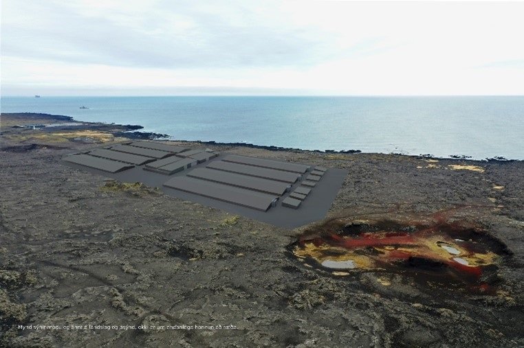 Tölvugerð mynd af Eldisgarðinum